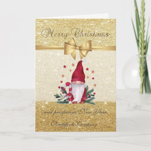 Cute Gnome GlitteryCorporate Holiday Card