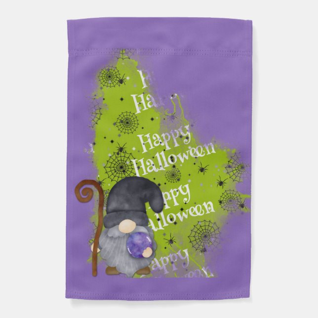 Cute Gnome Happy Halloween Garden Flag (Front)