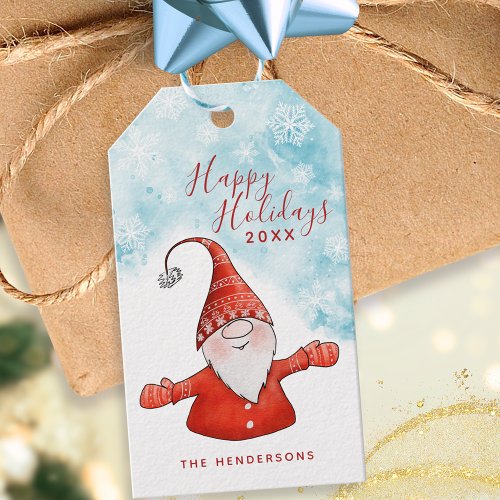 Cute Gnome Happy Holidays Christmas Gift Tags