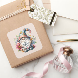 Cute gnome Happy Mother's Day  Square Sticker
