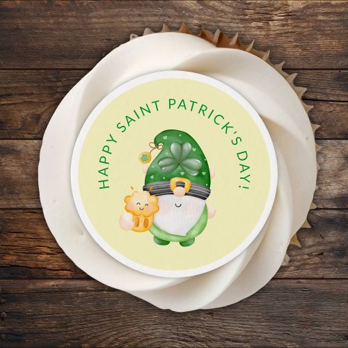 Cute Gnome Happy Saint Patricks Day Party Edible Frosting Rounds