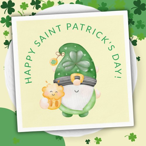 Cute Gnome Happy Saint Patricks Day Party Napkins