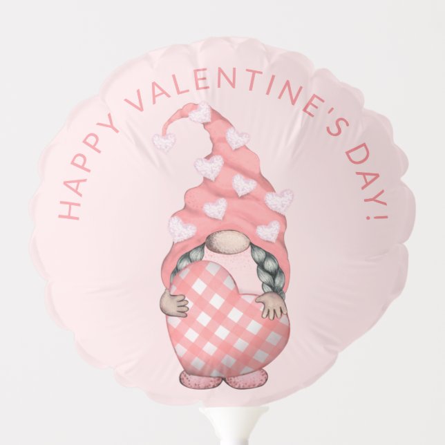 Cute Gnome Happy Valentines Day Party Favors Balloon (Front)