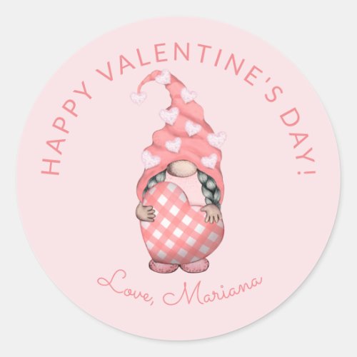 Cute Gnome Happy Valentines Day Party Favors Classic Round Sticker