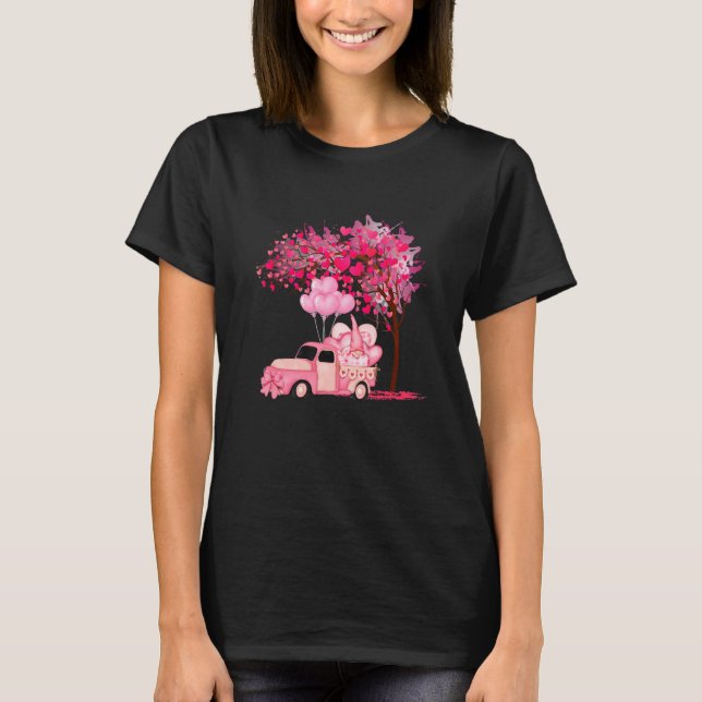 Cute Gnome Happy Valentines Day Truck Love Hearts T-Shirt (Front)
