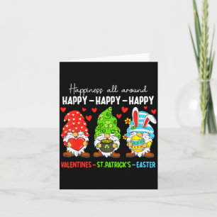Cute Gnome Happy Valentines St Patricks Easter Hol Card