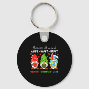 Cute Gnome Happy Valentines St Patricks Easter Hol Keychain