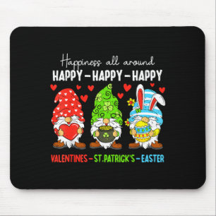 Cute Gnome Happy Valentines St Patricks Easter Hol Mouse Pad
