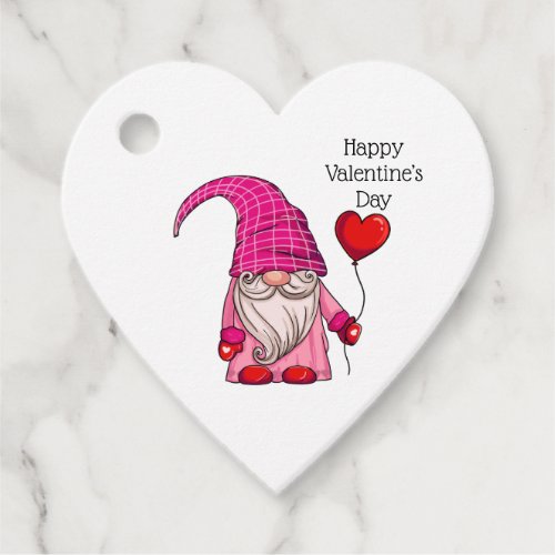 Cute Gnome Heart Balloon Happy Valentines Day  Fa Favor Tags
