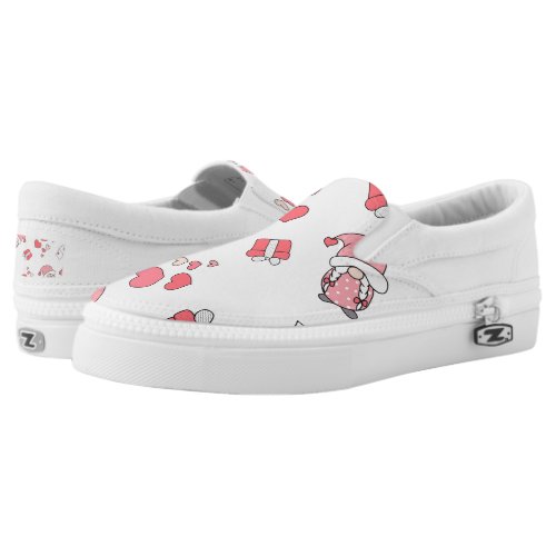Cute Gnome Heart Print, Valentine's Day Gift Slip-On Sneakers