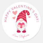 Cute Gnome Holding a Heart Valentine's Day Classic Round Sticker