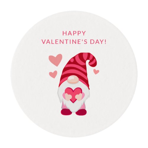 Cute Gnome Holding a Heart Valentines Day Edible Frosting Rounds