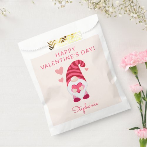 Cute Gnome Holding a Heart Valentines Day Favor Bag