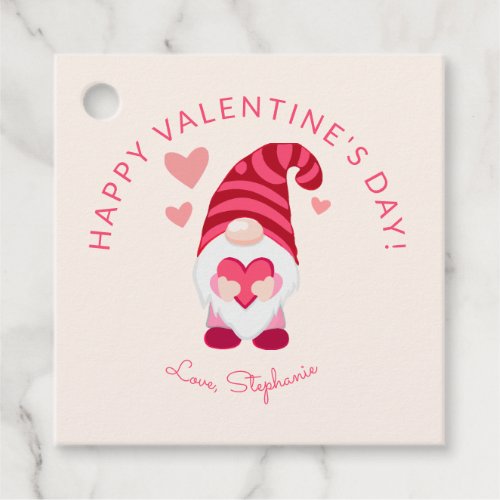 Cute Gnome Holding a Heart Valentines Day Favor Tags