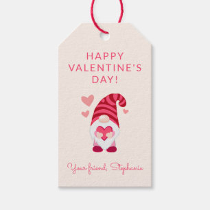 Cute Gnome Holding a Heart Valentine's Day Gift Tags