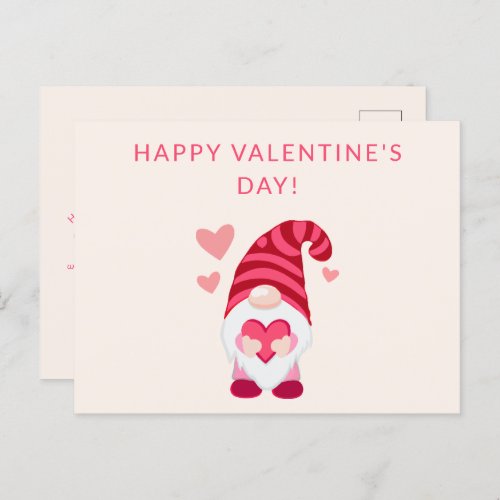 Cute Gnome Holding Heart Classroom Valentines Day Holiday Postcard