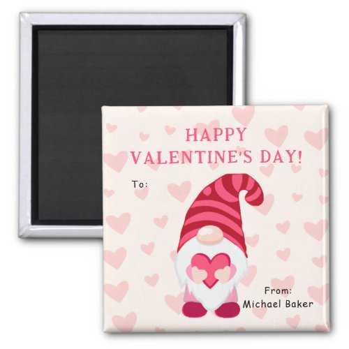 Cute Gnome Holding Heart Classroom Valentines Day Magnet