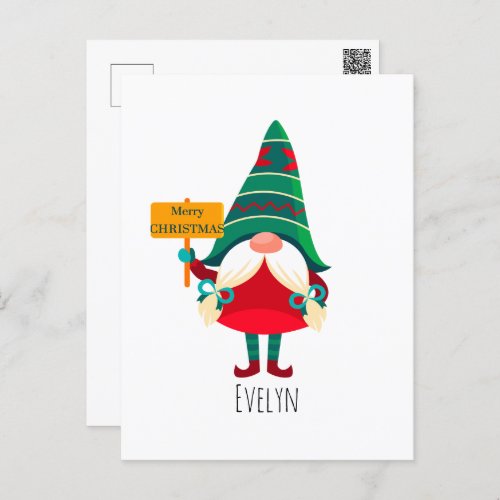 Cute Gnome Holding Placard with Greetings Postcard