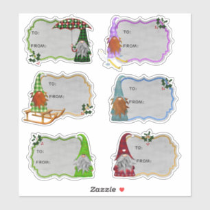 Cute Gnome Holiday Christmas Gift Tag Stickers