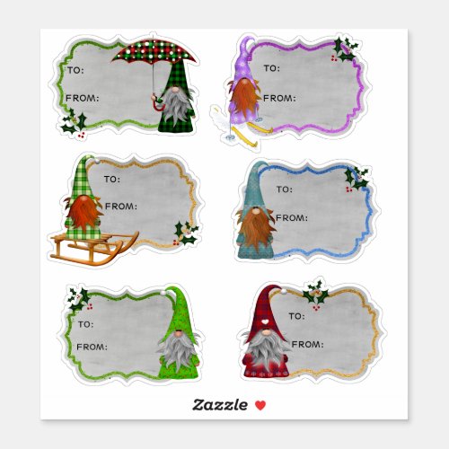 Cute Gnome Holiday Christmas  Gift Tag Stickers