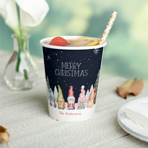 Cute Gnome Holiday Christmas Party Paper Cups