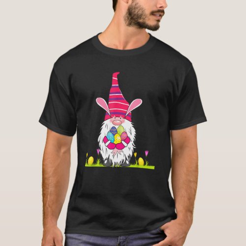 Cute Gnome Hugs Bunny Happy Easter Egg Hunting Gno T_Shirt