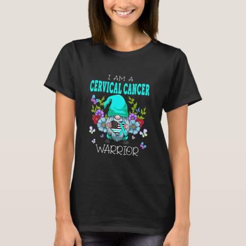 Cute Gnome I Am A Cervical Cancer Warrior Family A T_Shirt