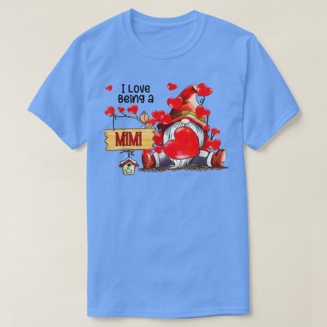 Cute Gnome I Love Being A Mimi Valentine Mothers D T-Shirt (Design Front)