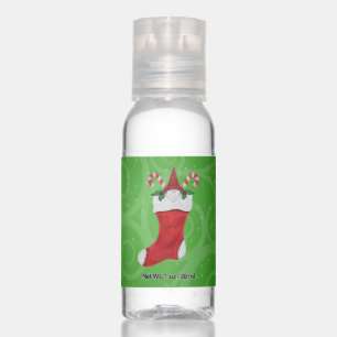 Cute Gnome in Christmas Stocking Green Swirls Hand Sanitizer