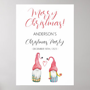 Cute Gnome In Love Watercolor Illustration Poster