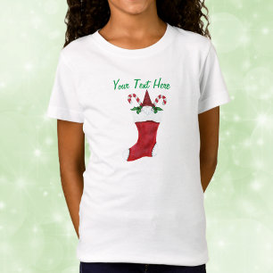 Cute Gnome in Red Christmas Stocking Candy Canes T-Shirt