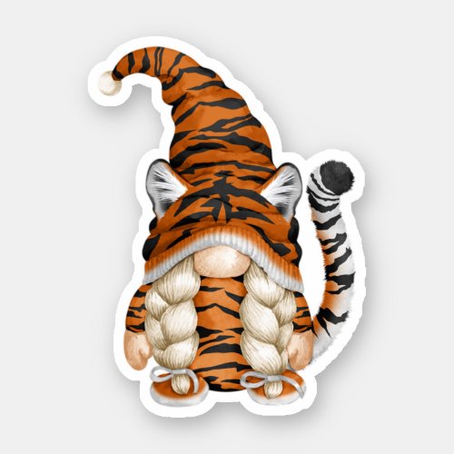 Cute Gnome In Tiger Costume And Tiger Mom Perfect Sticker