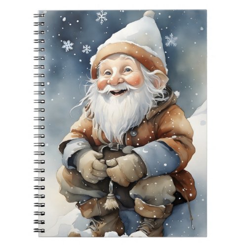 Cute Gnome In Winter Snow Notebook