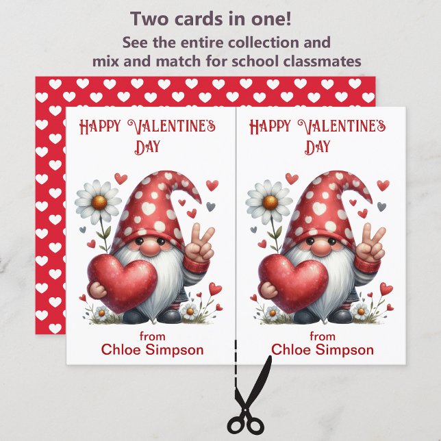 Cute Gnome Kid's Valentine Party Classroom Card (Creator Uploaded)