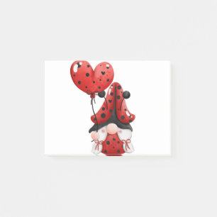 Cute Gnome Ladybug With Heart Balloon Post-it Notes