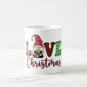 Cute Gnome Love Christmas Buffalo Plaid Coffee Mug