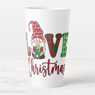 Cute Gnome Love  Christmas Buffalo Plaid  Latte Mug