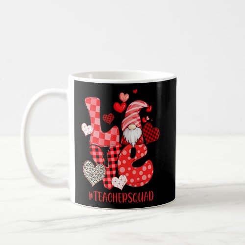 Cute Gnome Love Heart Leopard Plaid Teacher Squad  Coffee Mug