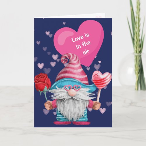 Cute Gnome Love in the Air Valentine Card