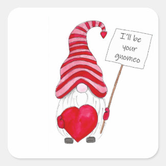 Cute Gnome Love Valentine Square Sticker