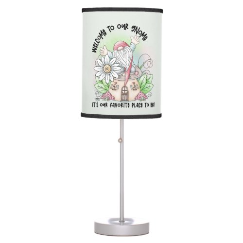 cute gnome lovers welcome table lamp