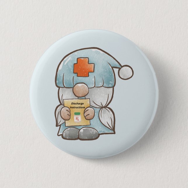 Cute Gnome Medical Nurse  Button (Front)