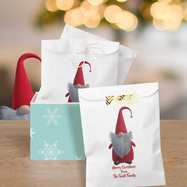Cute Gnome Merry Christmas Holiday Favor Bag (Festive gnome favor bags just for you!)