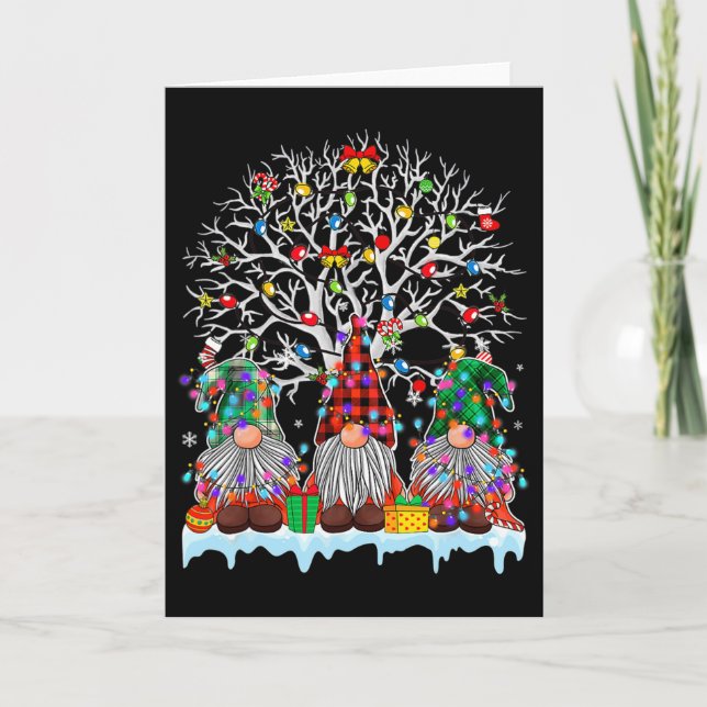 Cute Gnome Merry Christmas Light Family Matching G Card (Front)