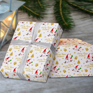 Cute Gnome Merry Vegan Christmas Wrapping Paper