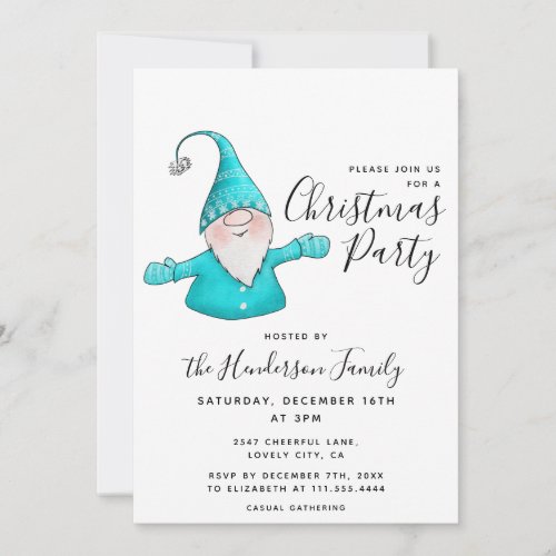 Cute Gnome Minimalism Christmas Party Invitation