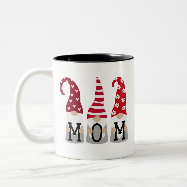 Cute Gnome Mom Typography | Mother's Day Two-Tone Coffee Mug (Left)