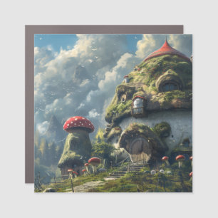 Cute gnome ,mushroom house car magnet