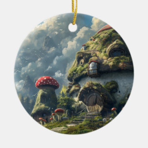Cute gnome ,mushroom house ceramic ornament