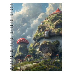 Cute gnome ,mushroom house notebook